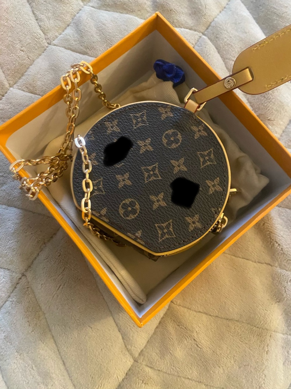 No brand  round Mini Crossbody in Brown and Gold. Brand new .